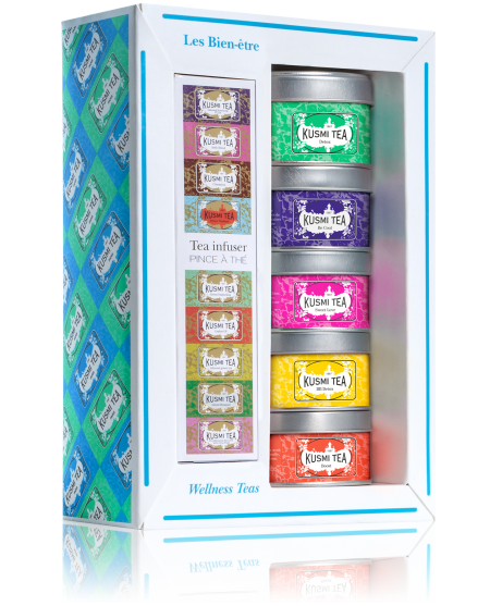 Kusmi Tea coffret 5 boites + pince à thé : Les Bien-être 125g