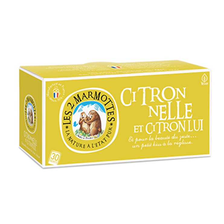 Les 2 Marmottes sachets Infusion Citronnelle et citron lui 37g